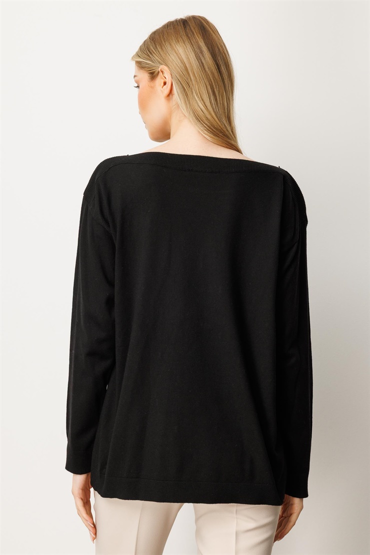 Mutlu Ertan Kadın Triko Bluz Siyah 20189