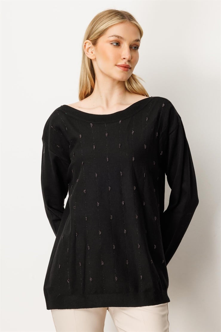 Mutlu Ertan Kadın Triko Bluz Siyah 20189