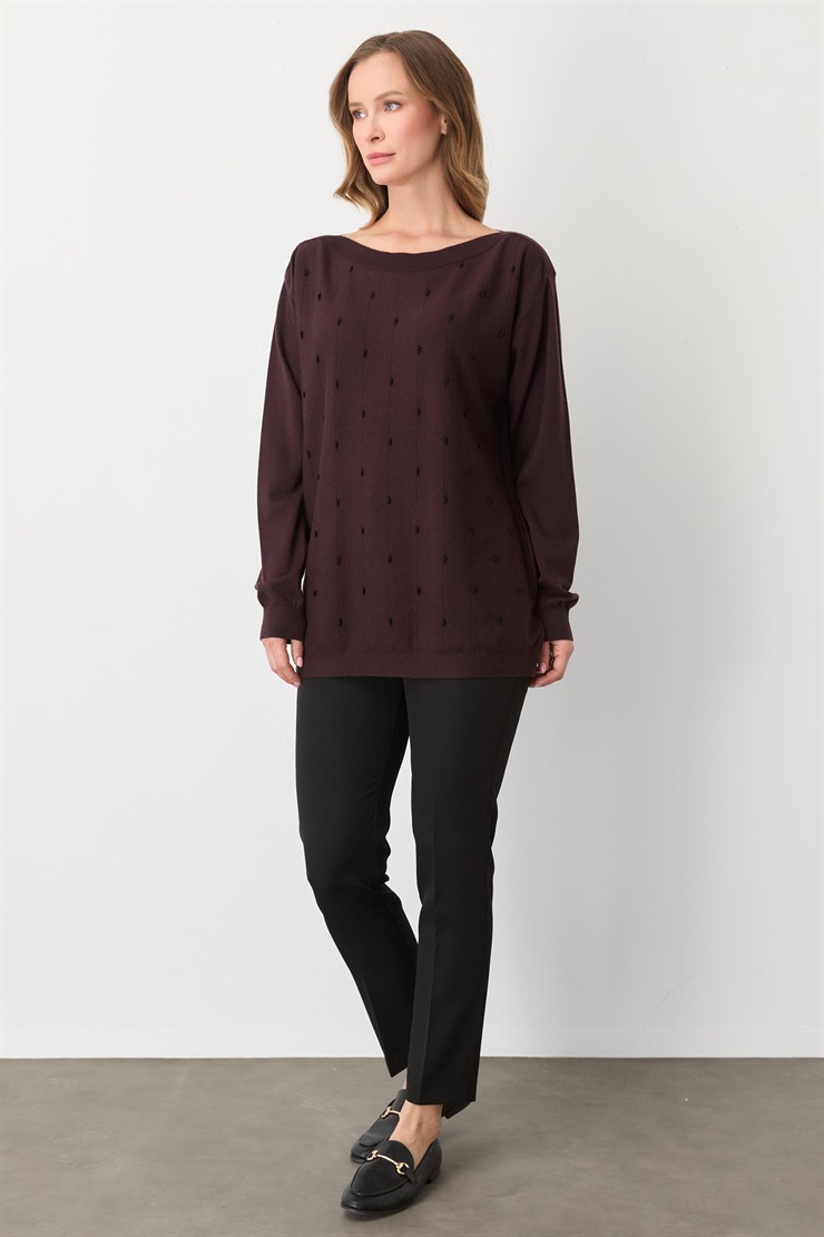 Mutlu Ertan Kadın Triko Bluz Vino 20189