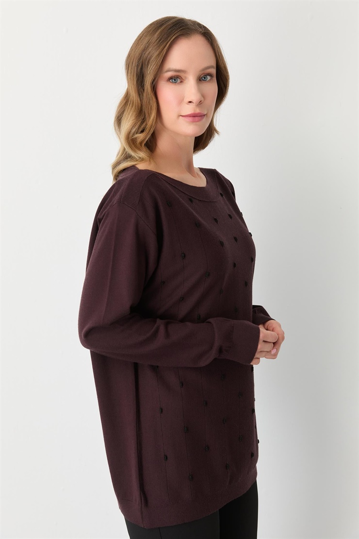 Mutlu Ertan Kadın Triko Bluz Vino 20189