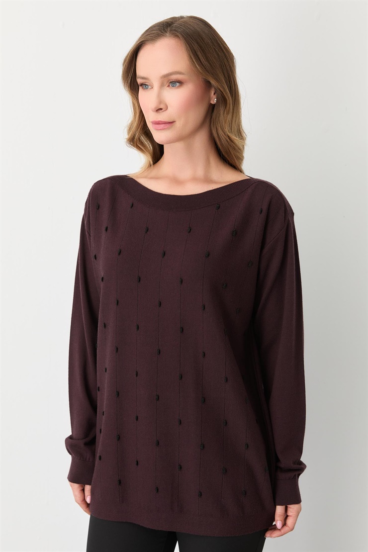 Mutlu Ertan Kadın Triko Bluz Vino 20189