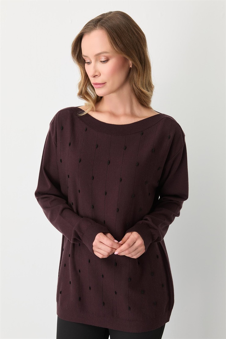 Mutlu Ertan Kadın Triko Bluz Vino 20189