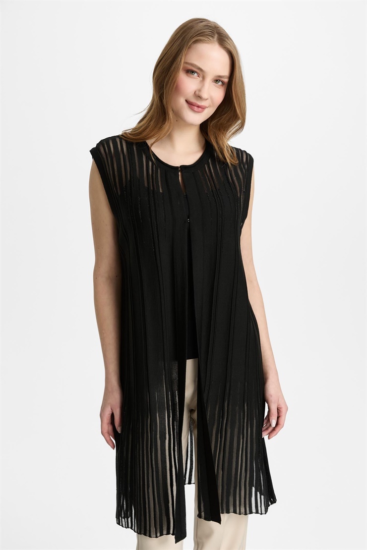 Mutlu Ertan Kadın Triko Broşlu Yelek Siyah 20330