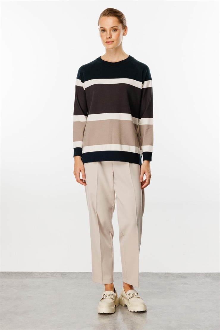 Mutlu Ertan Kadın Triko Çizgili Bluz Nefti 20153