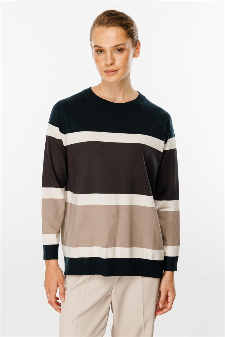 Mutlu Ertan Kadın Triko Çizgili Bluz Nefti 20153