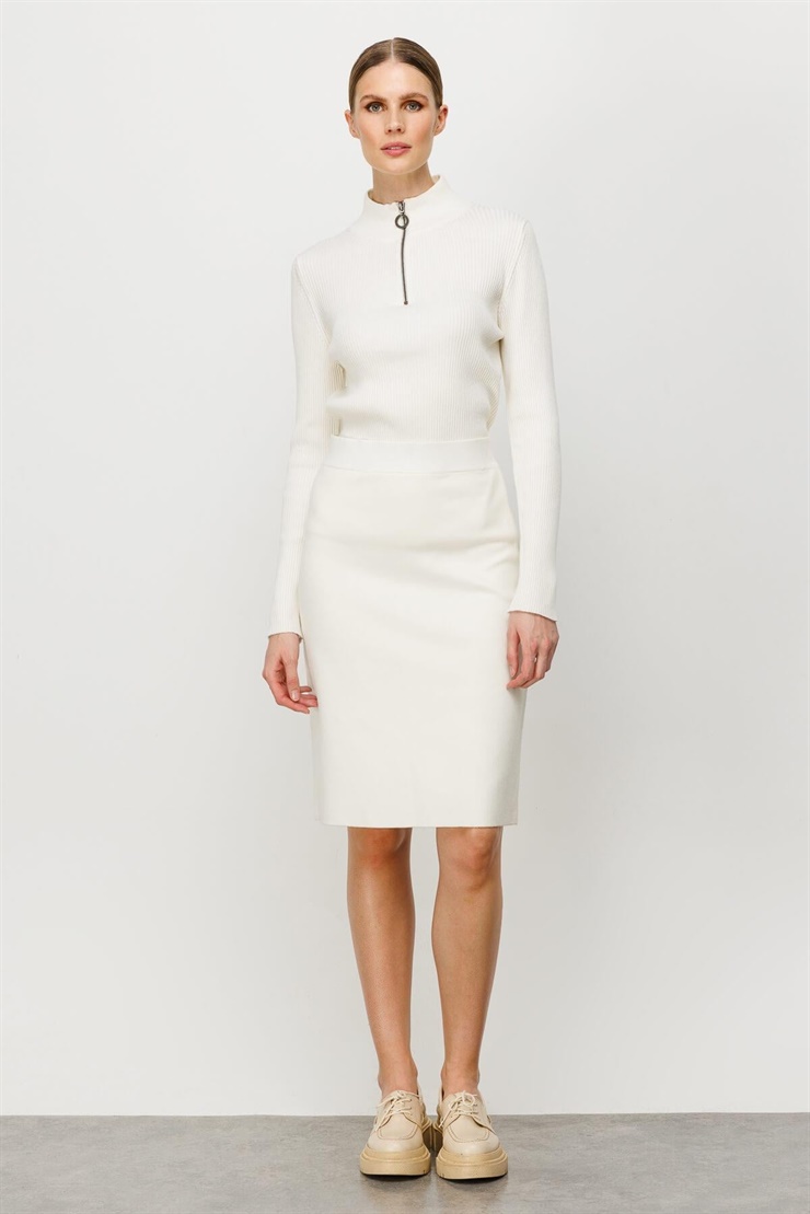 Mutlu Ertan Kadın Triko Kalem Etek Ekru 20071