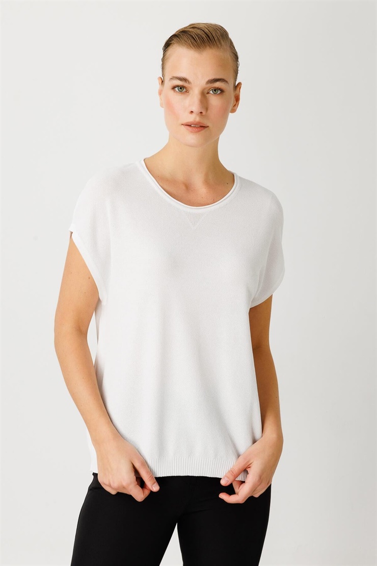 Mutlu Ertan Kadın Triko Kolsuz İnce Bluz Ekru 20098