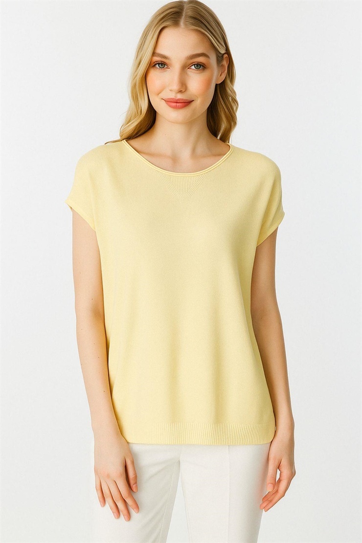 Mutlu Ertan Kadın Triko Kolsuz İnce Bluz Sarı 20098