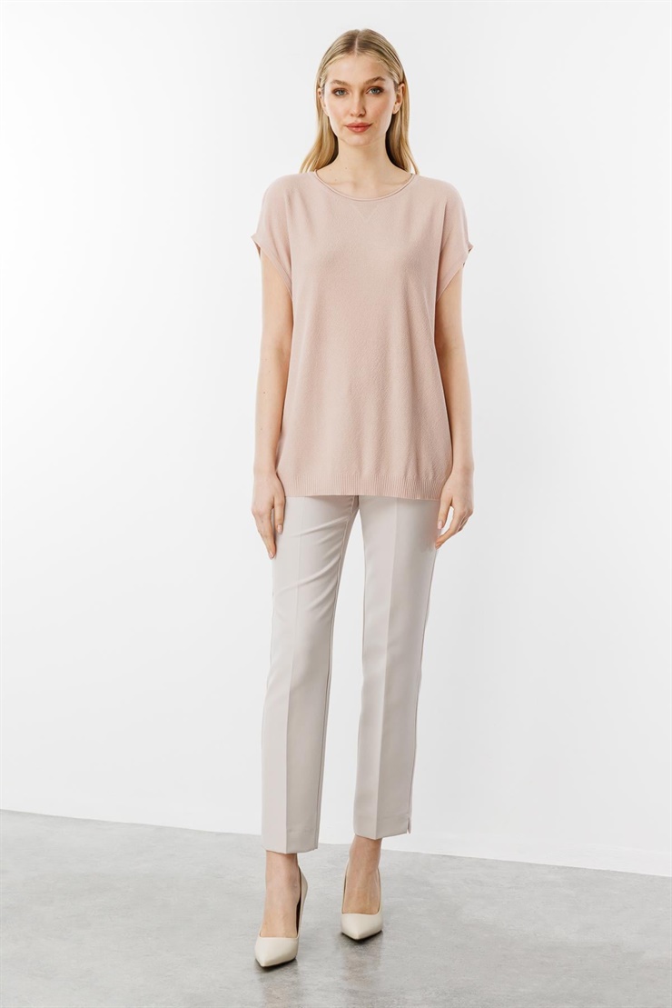 Mutlu Ertan Kadın Triko Kolsuz İnce Bluz Pudra 20098