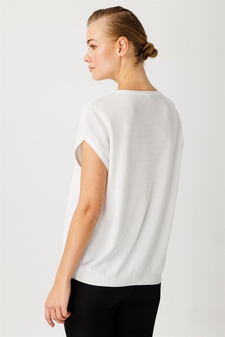 Mutlu Ertan Kadın Triko Kolsuz İnce Bluz Ekru 20098