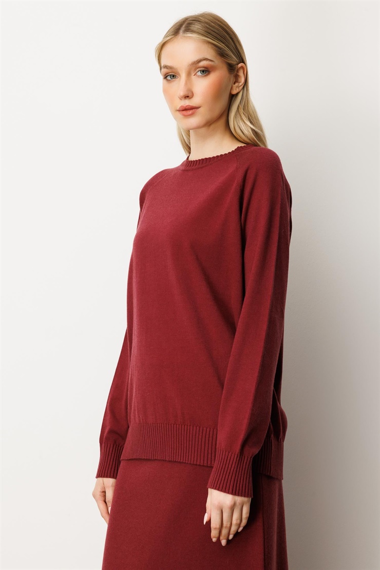 Mutlu Ertan Kadın Uzun Triko Etek Bordo 20233