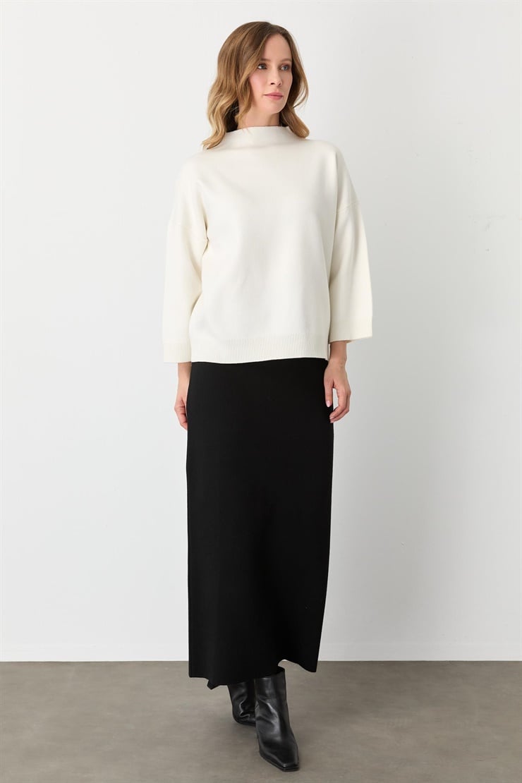 Mutlu Ertan Kadın Uzun Triko Etek Siyah 20233