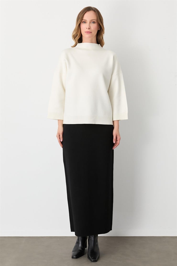 Mutlu Ertan Kadın Uzun Triko Etek Siyah 20233