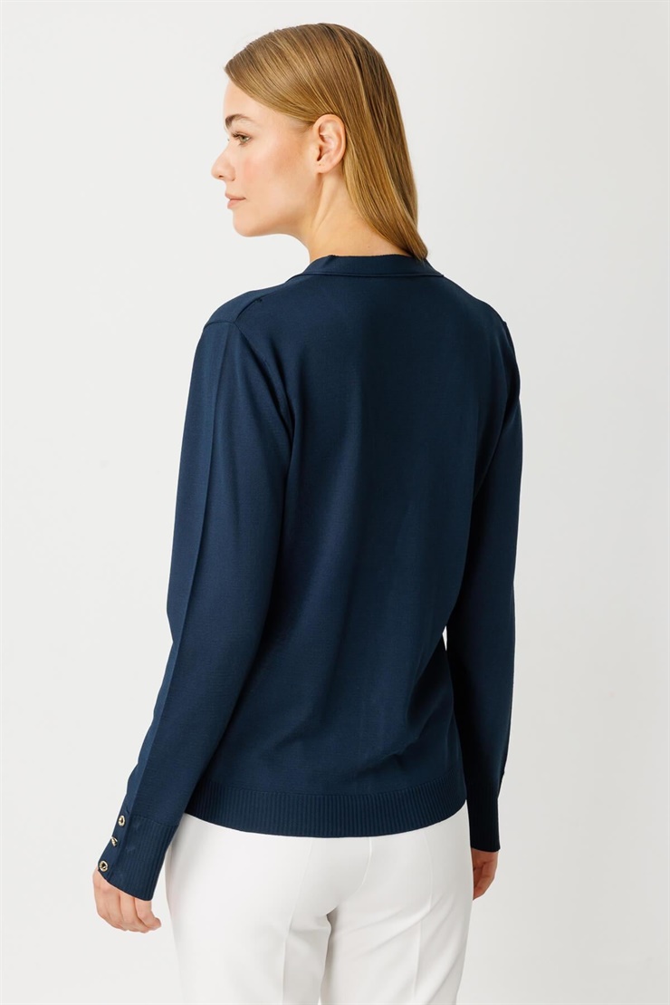 Mutlu Ertan Kadın V Yaka Basic Triko Hırka Lacivert 20114