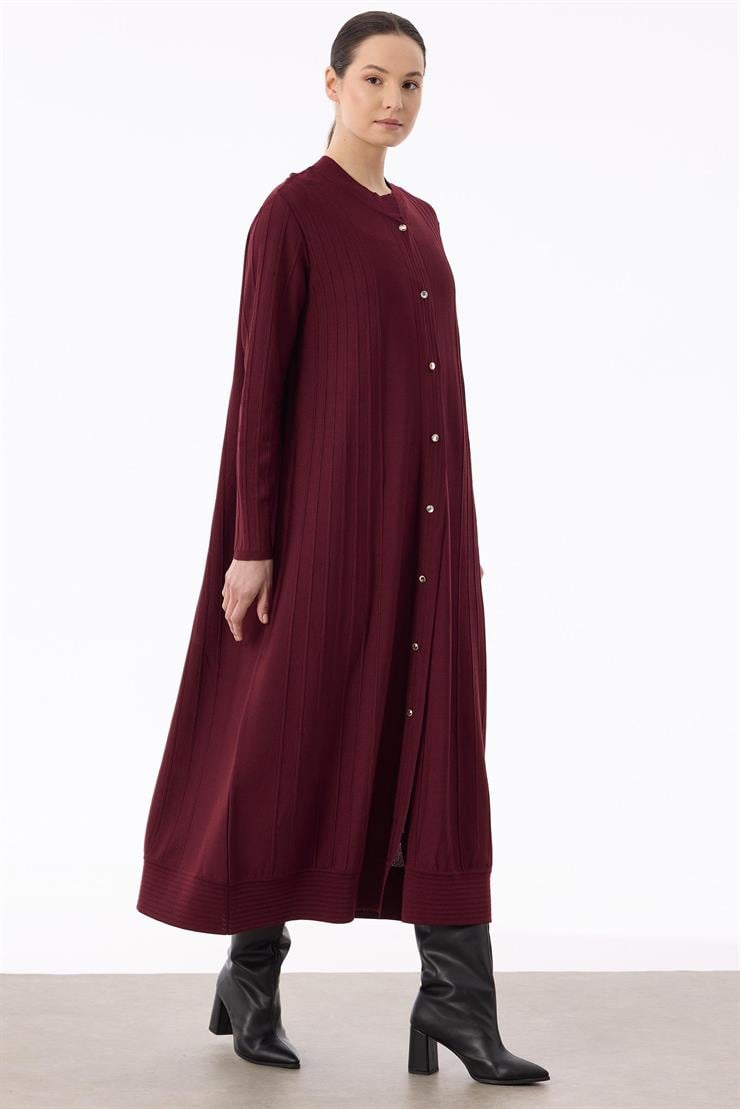 Nervür Detaylı Max Boy Triko Rayon Hırka BORDO