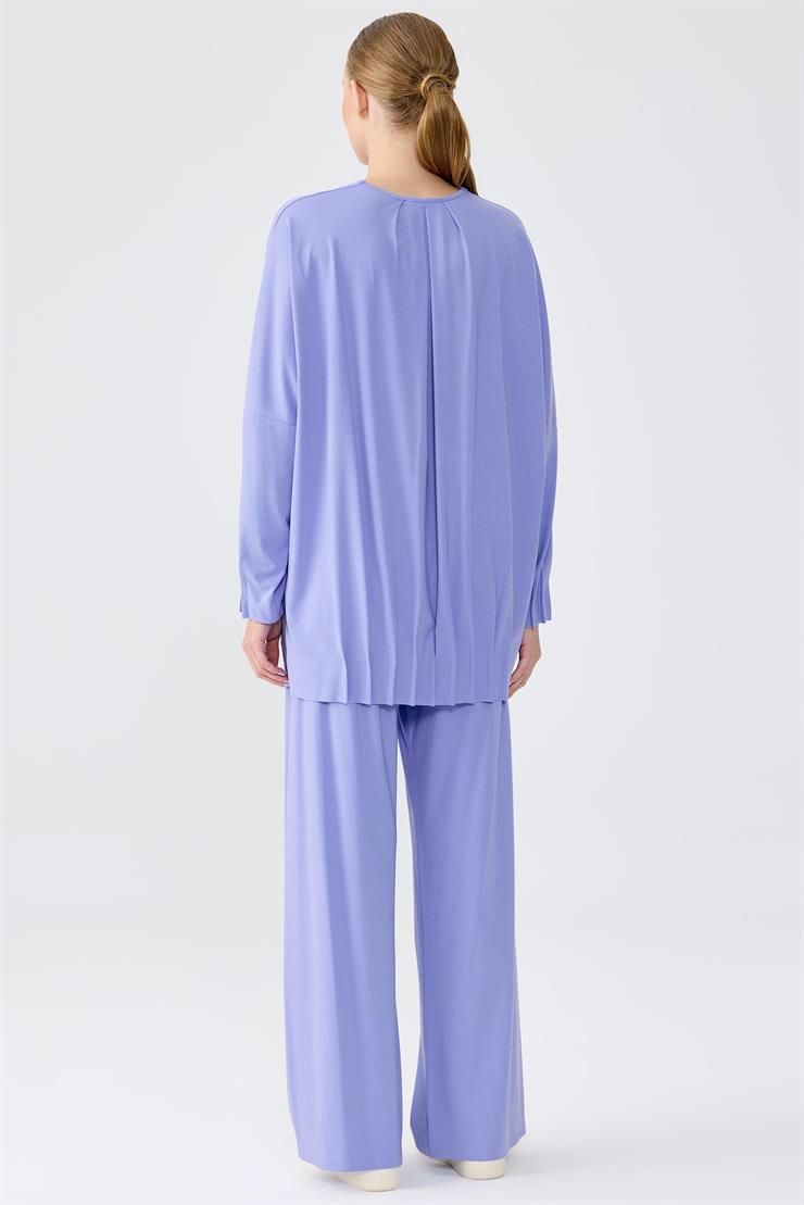 Nervür Detaylı Tunik Pantolon Takım MAVİ