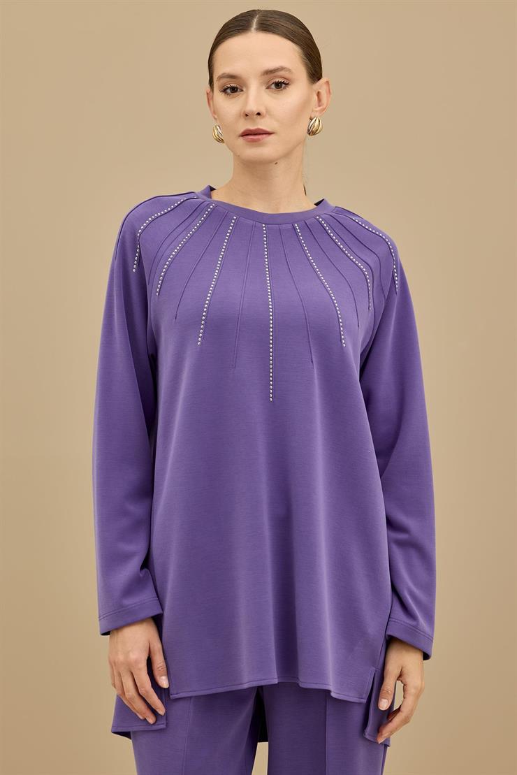 Nervürleri Metal Drop Süslemeli Takım MOR