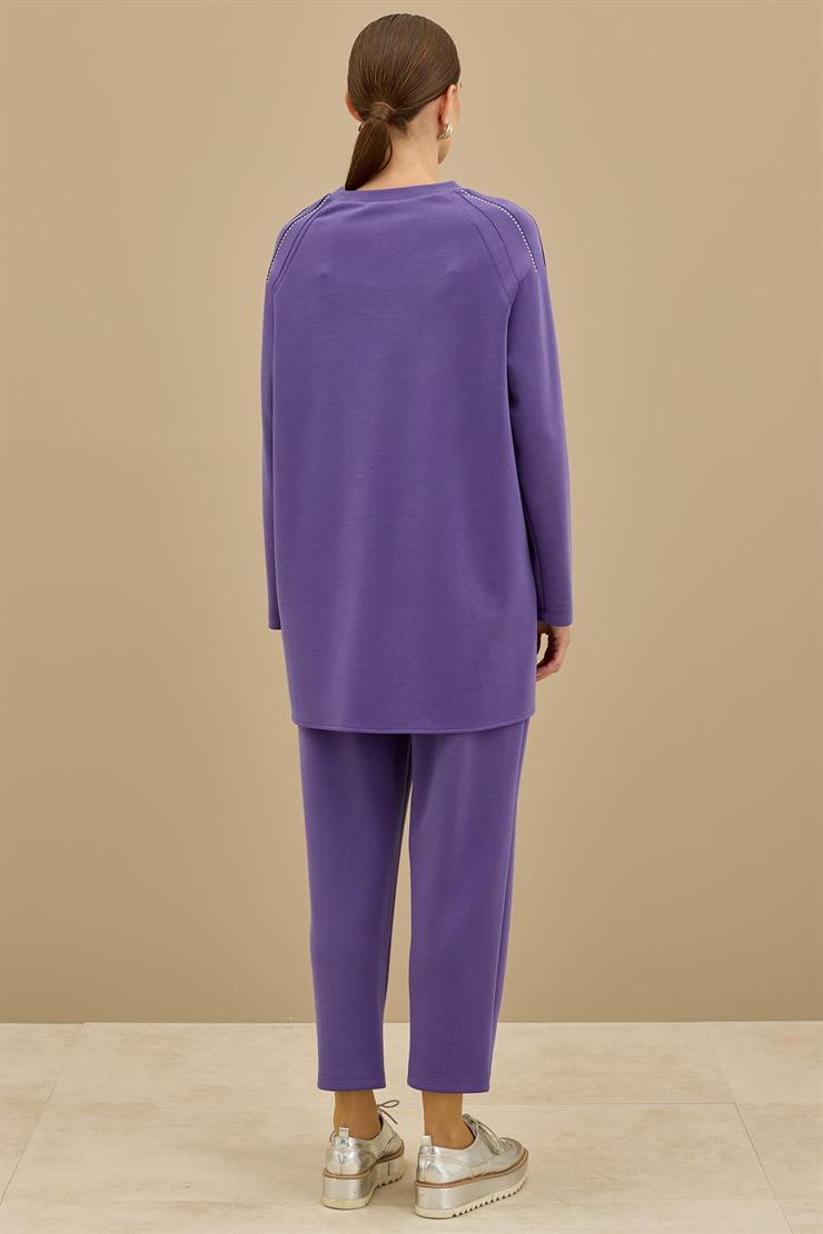 Nervürleri Metal Drop Süslemeli Takım MOR