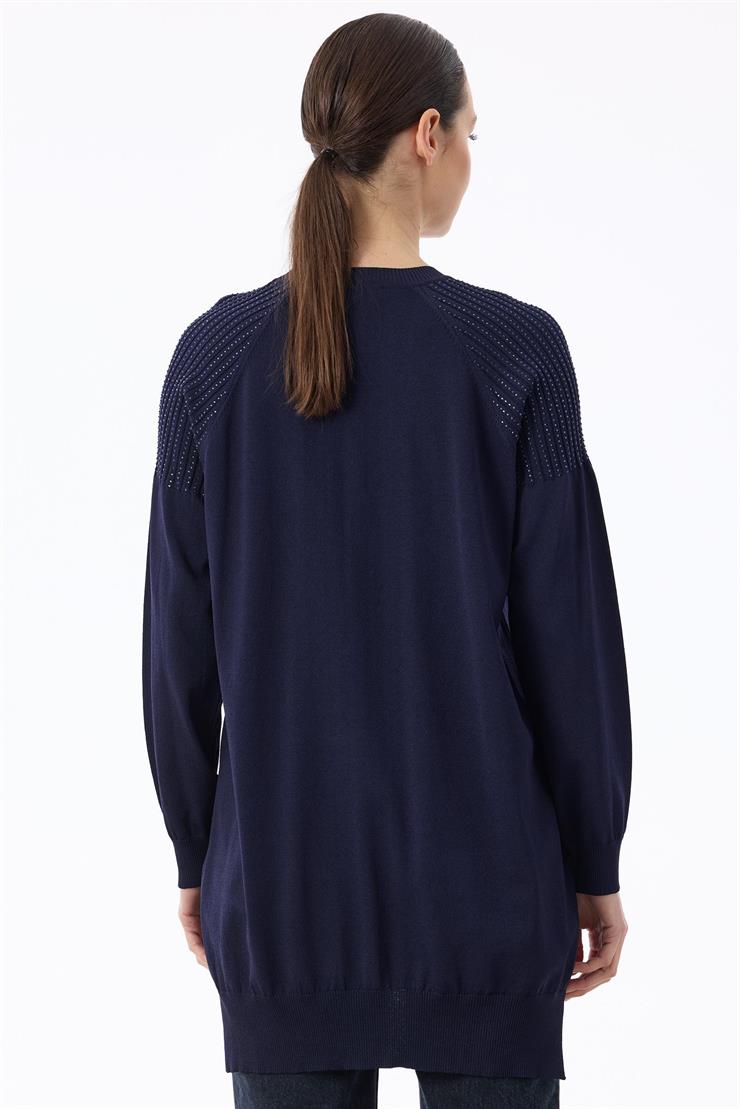 Omuzlar Taş Baskılı Rayon Tunik LACİVERT