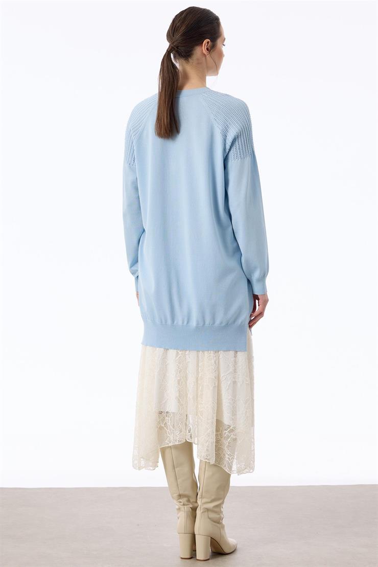 Omuzlar Taş Baskılı Rayon Tunik MAVİ