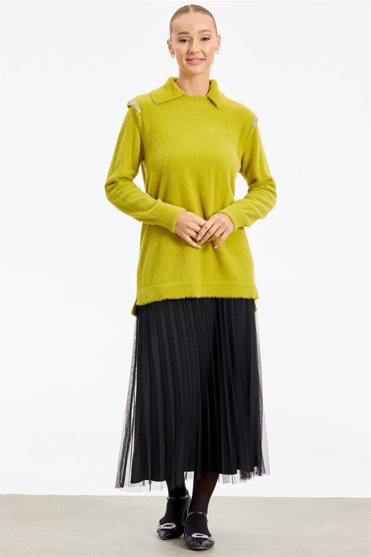 Omuzları Taş Detaylı Tunik ASİT