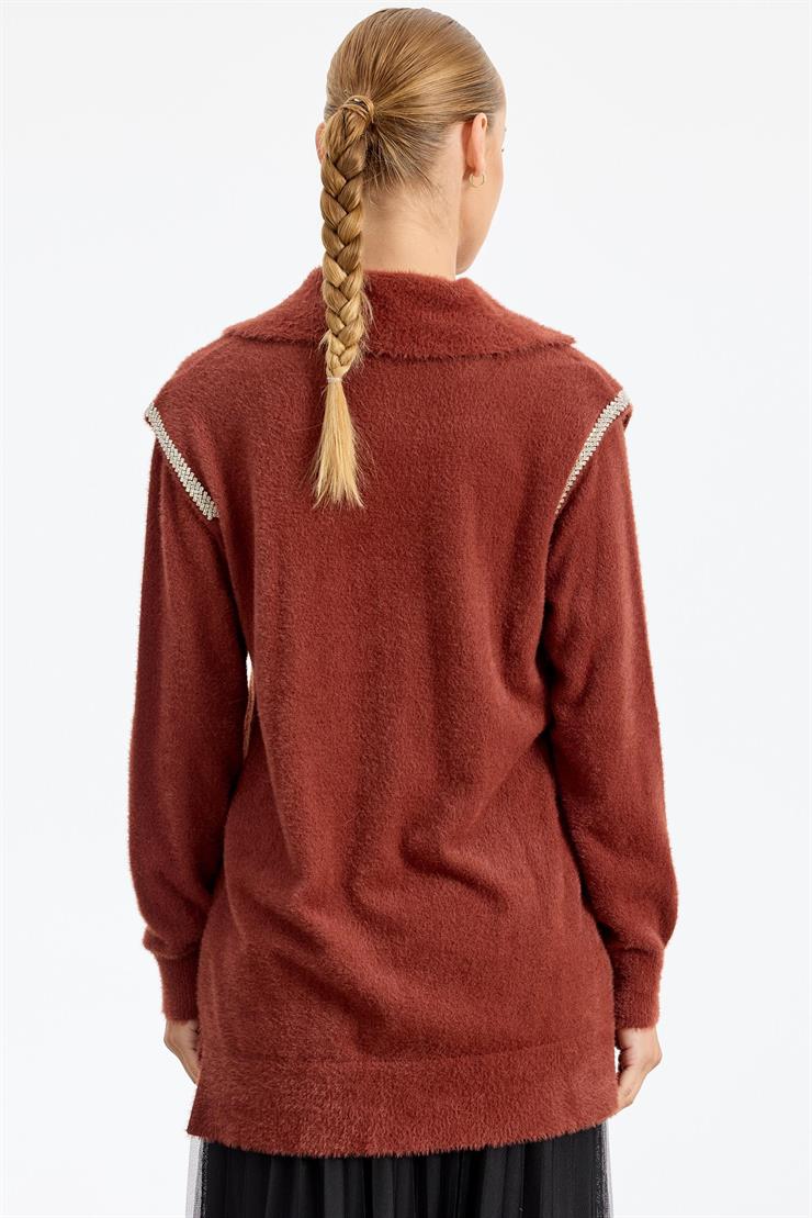 Omuzları Taş Detaylı Tunik TABA