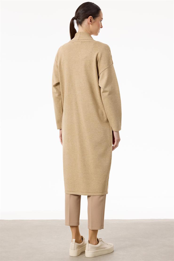 Omuzları Taşlı Şal Yakalı Triko Hırka HAKİ