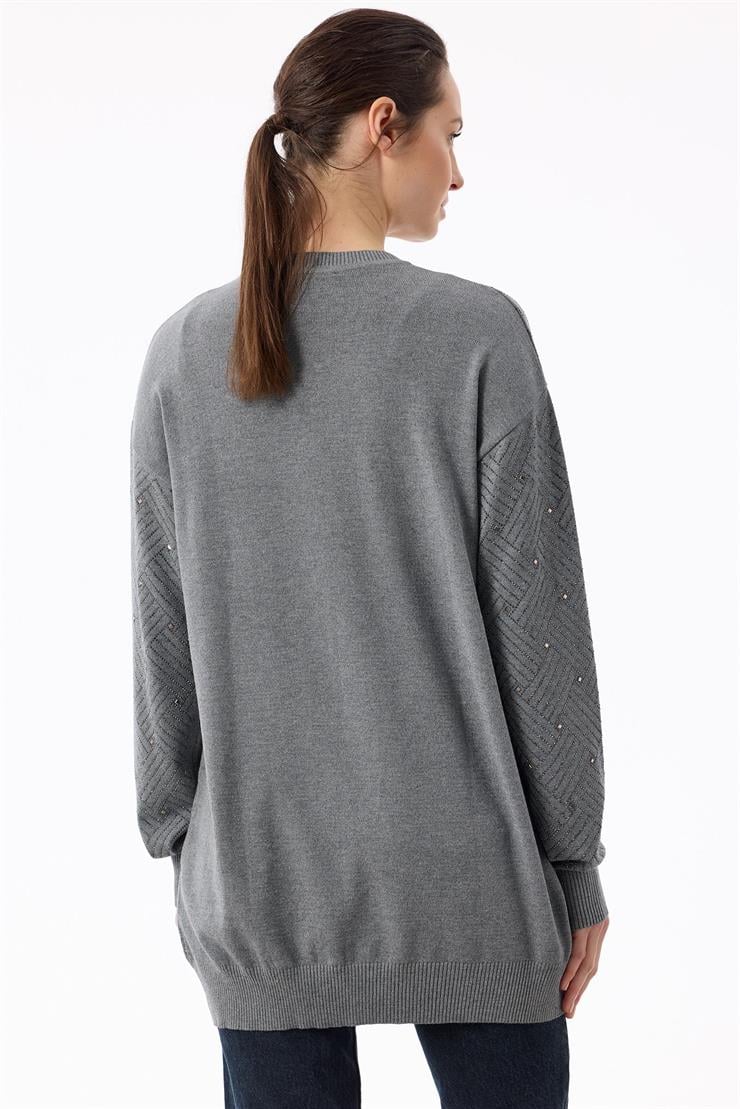 Önü Kafes Taş Baskılı Tunik GRİMELANJ