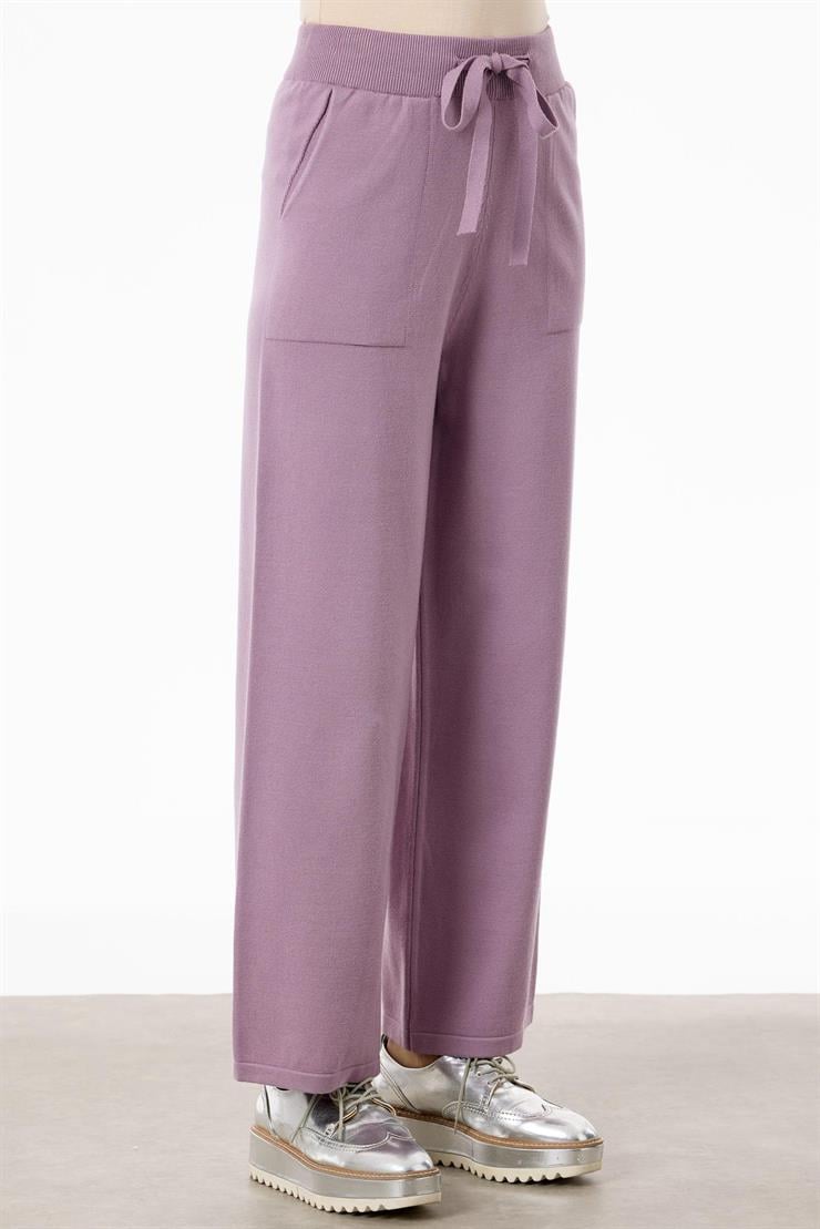 Önü Payet Detaylı Pantolonlu Triko Takım PEMBE