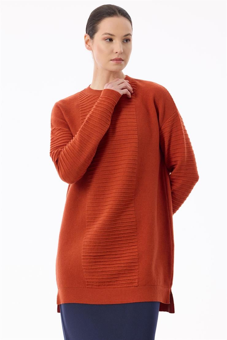 Örgü Detaylı Rayon Tunik KİREMİT