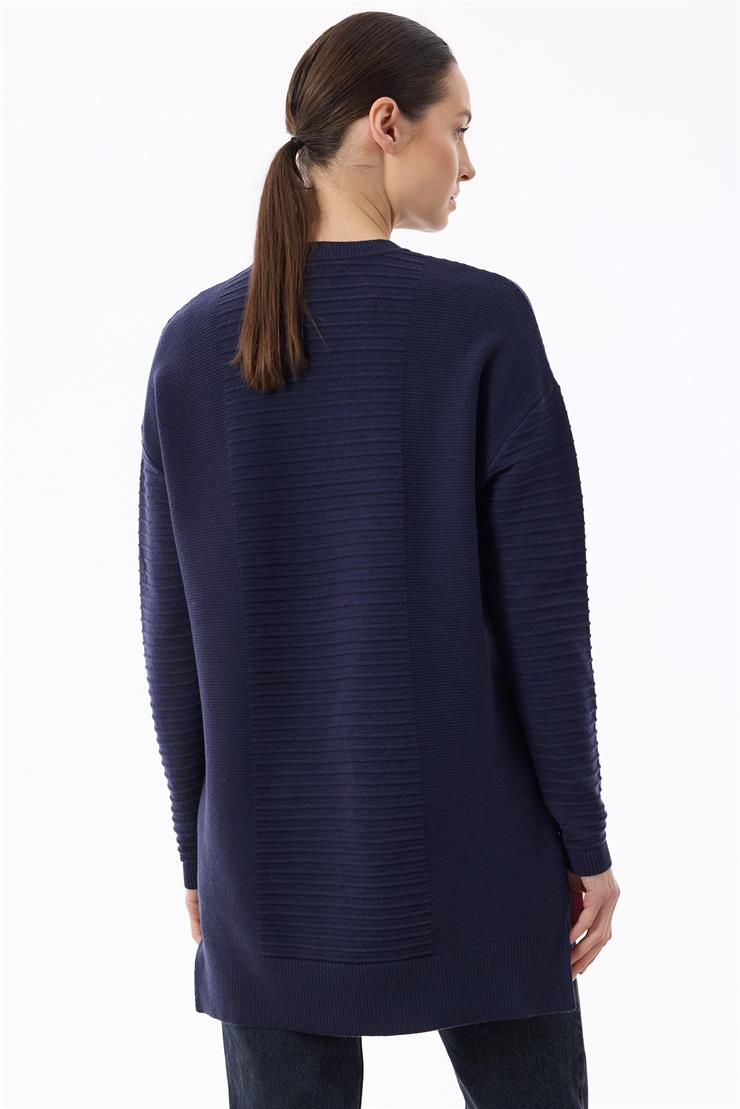 Örgü Detaylı Rayon Tunik LACIVERT