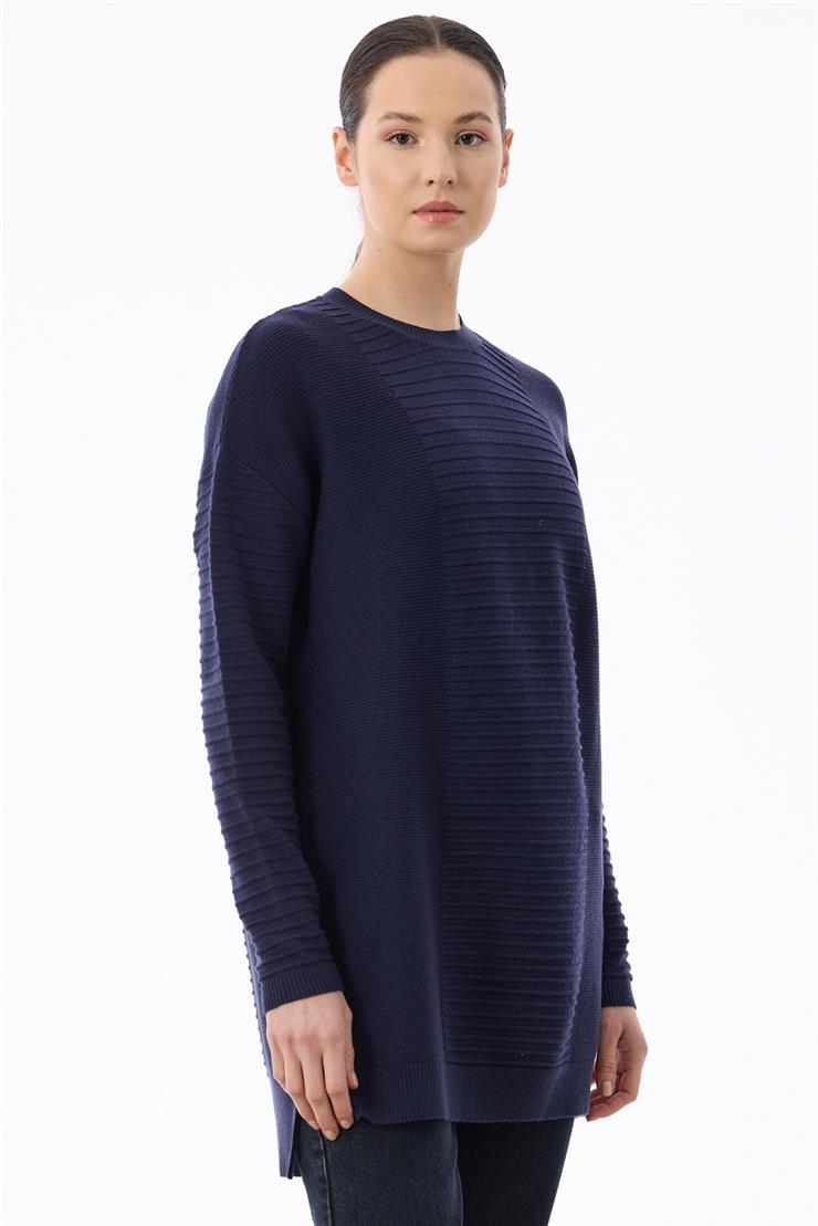 Örgü Detaylı Rayon Tunik LACIVERT