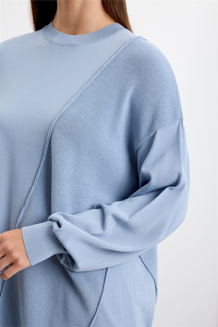 Örgü Detaylı Rayon Tunik MAVİ