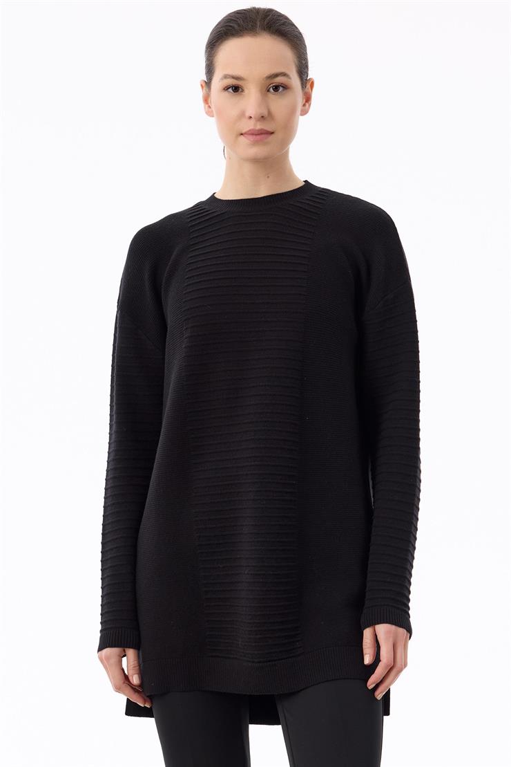 Örgü Detaylı Rayon Tunik SİYAH