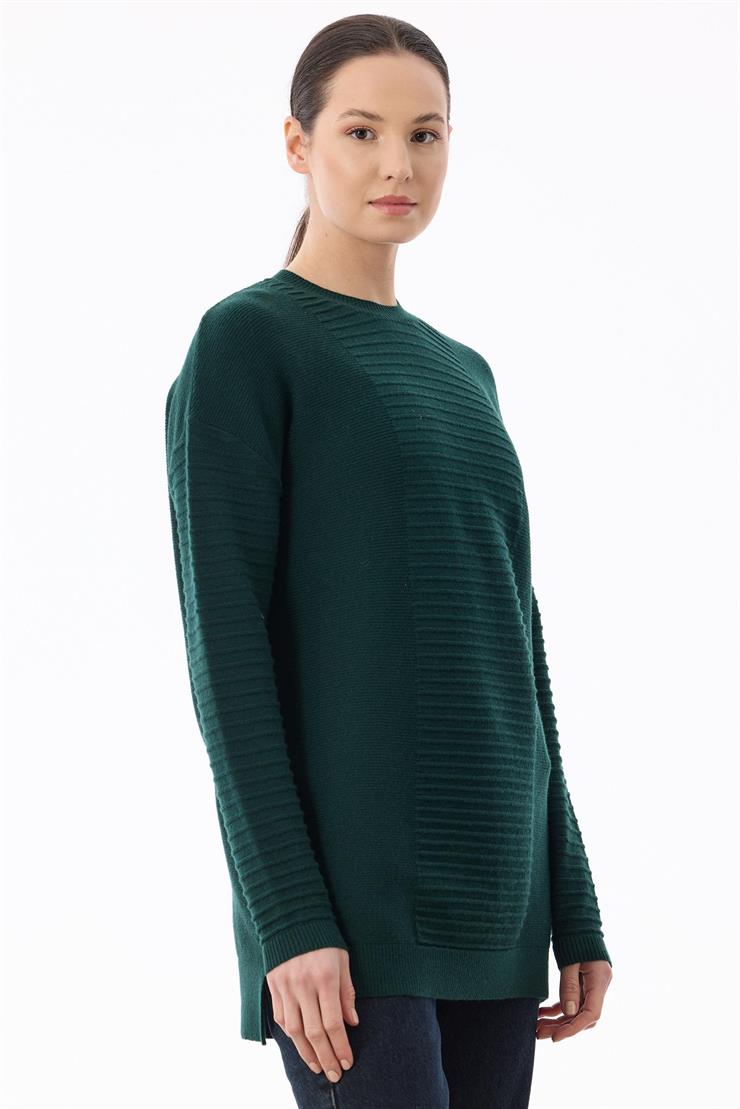 Örgü Detaylı Rayon Tunik ZÜMRÜT