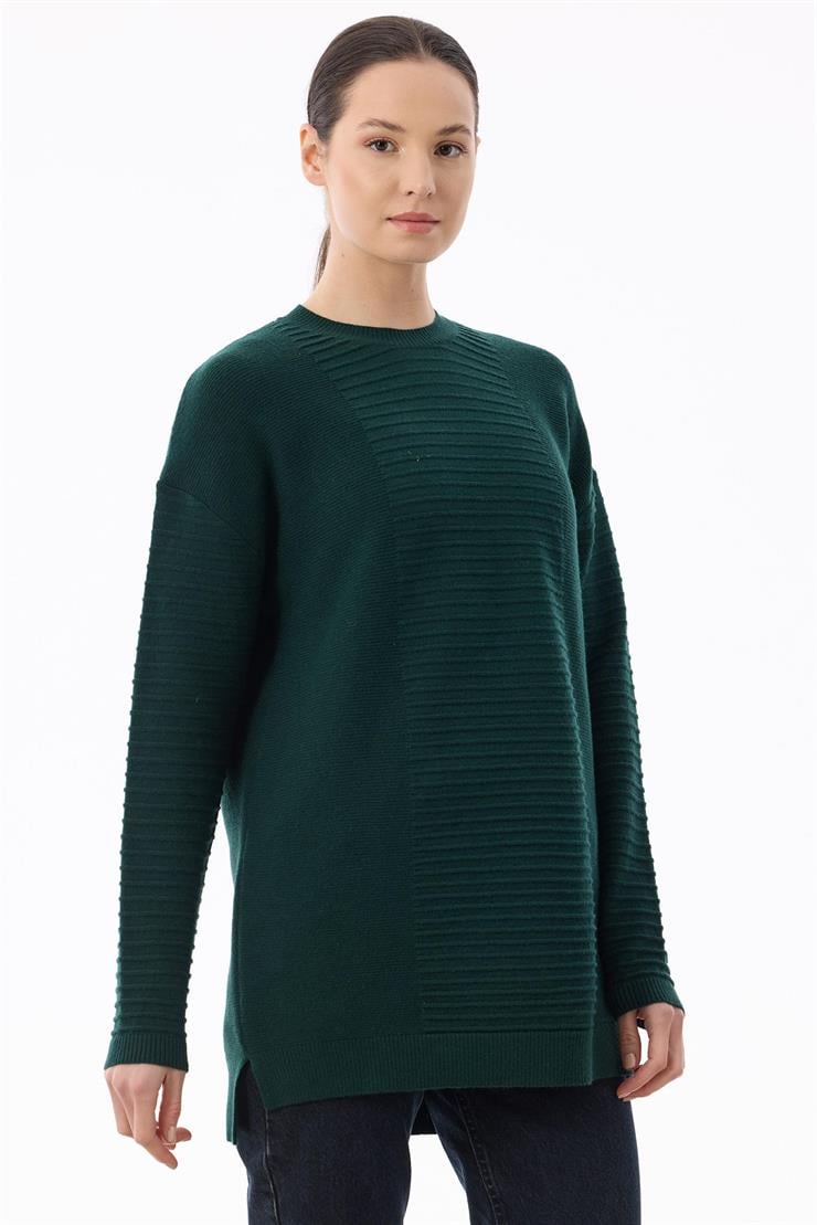 Örgü Detaylı Rayon Tunik ZÜMRÜT