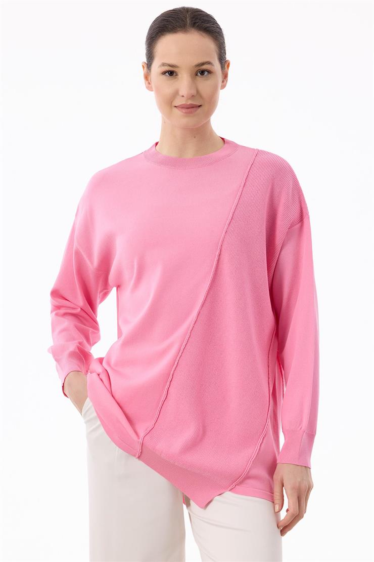 Örgü Detaylı Rayon Tunik PEMBE