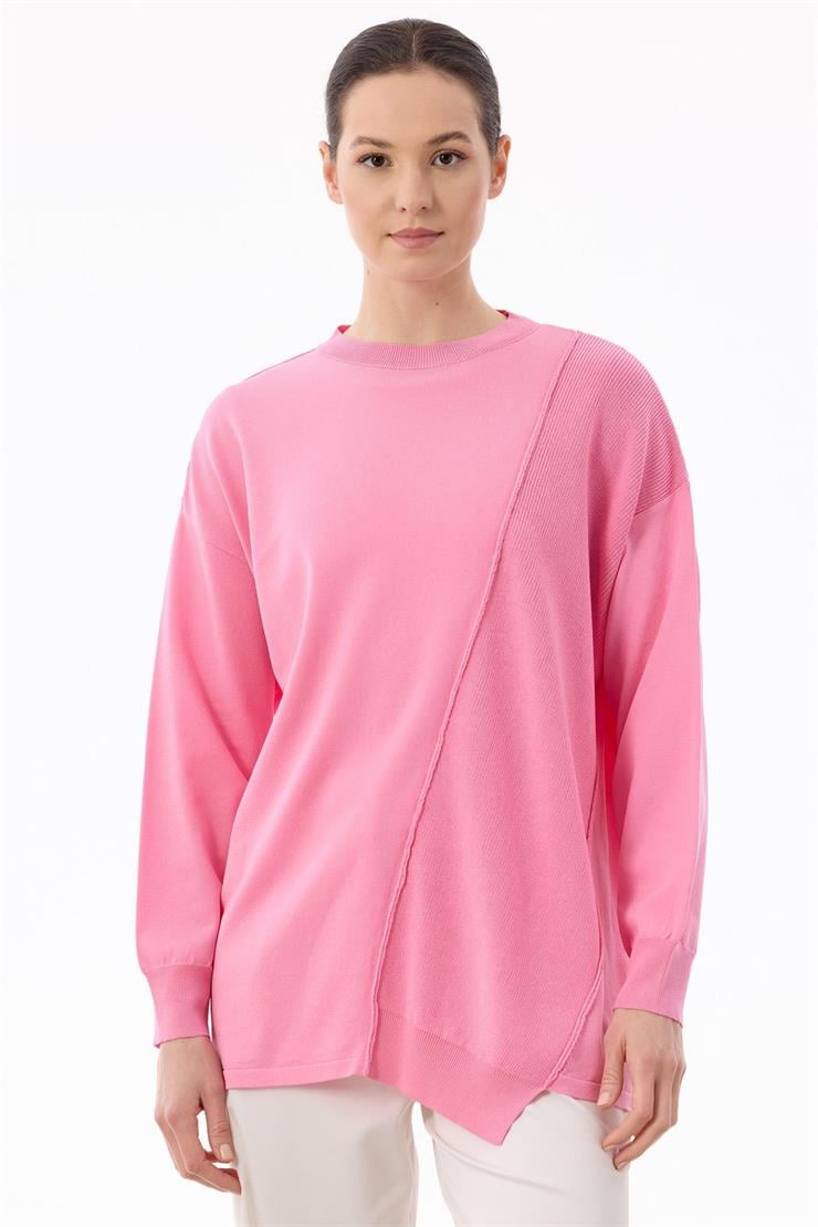 Örgü Detaylı Rayon Tunik PEMBE