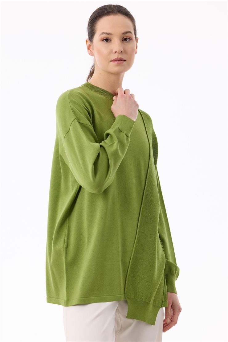 Örgü Detaylı Rayon Tunik YEŞİL