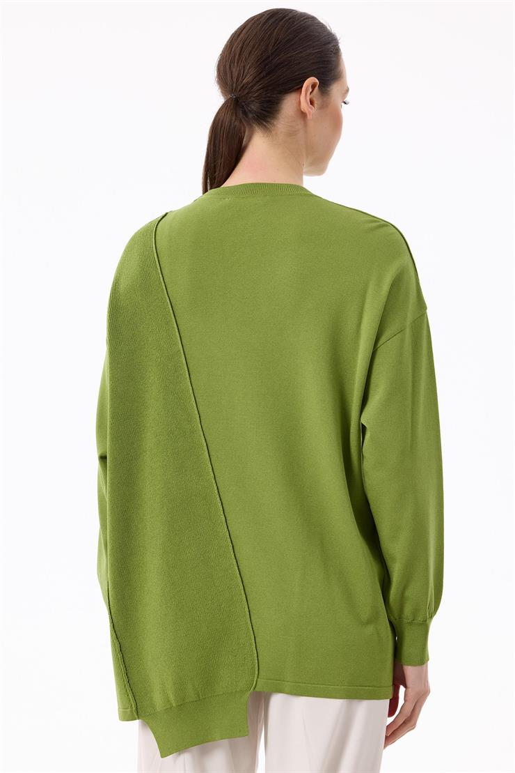 Örgü Detaylı Rayon Tunik YEŞİL