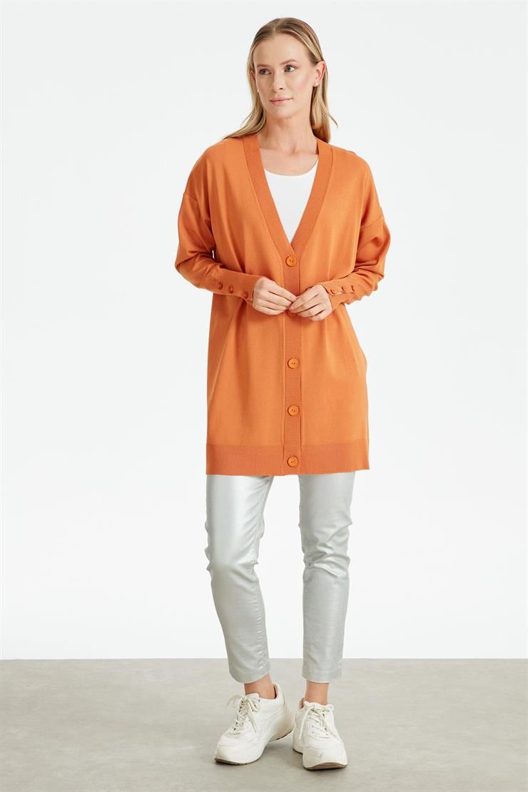 PATI VE KOLU ÇİZGİ DETAYLI RAYON HIRKA SOMON