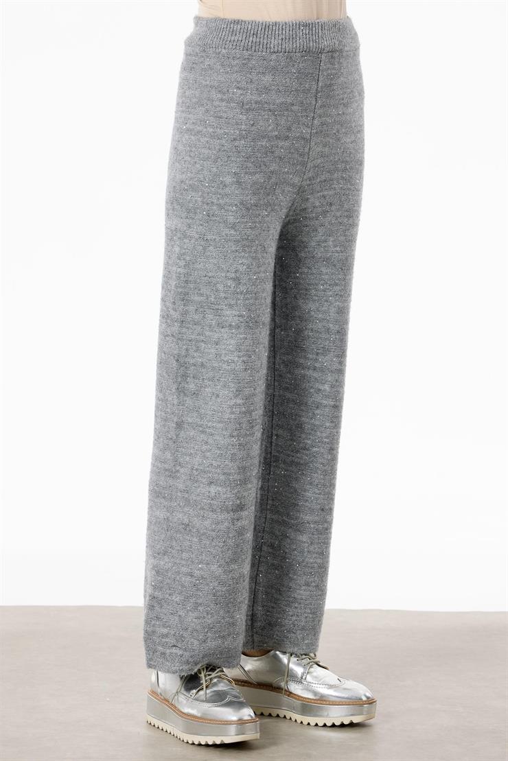 Payetli Pantolonlu Triko Takım GRİ