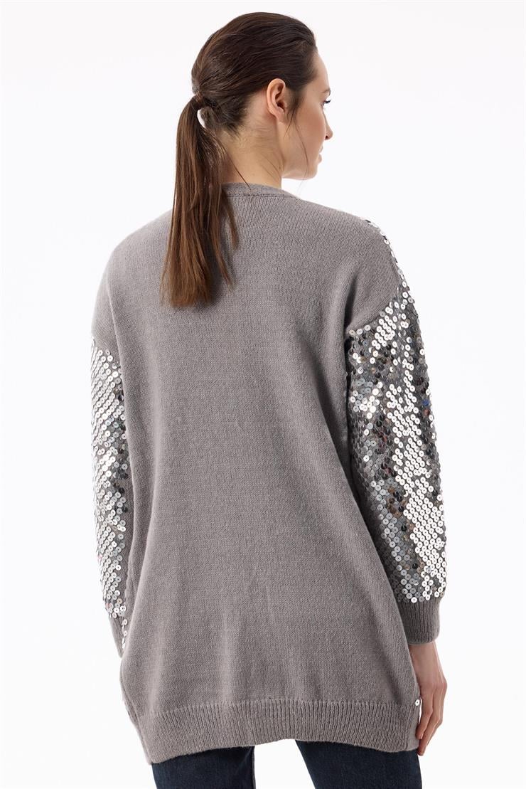 Payetli Triko Hırka GRİ-GRİ