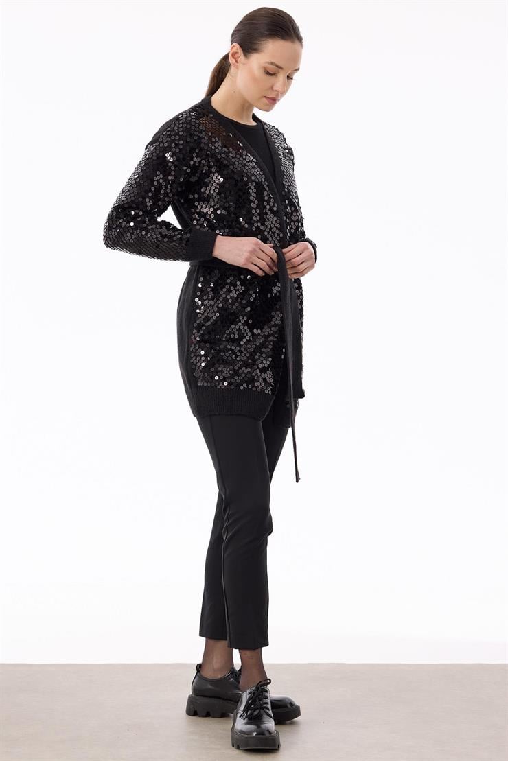 Payetli Triko Hırka SİYAH-SİYAH