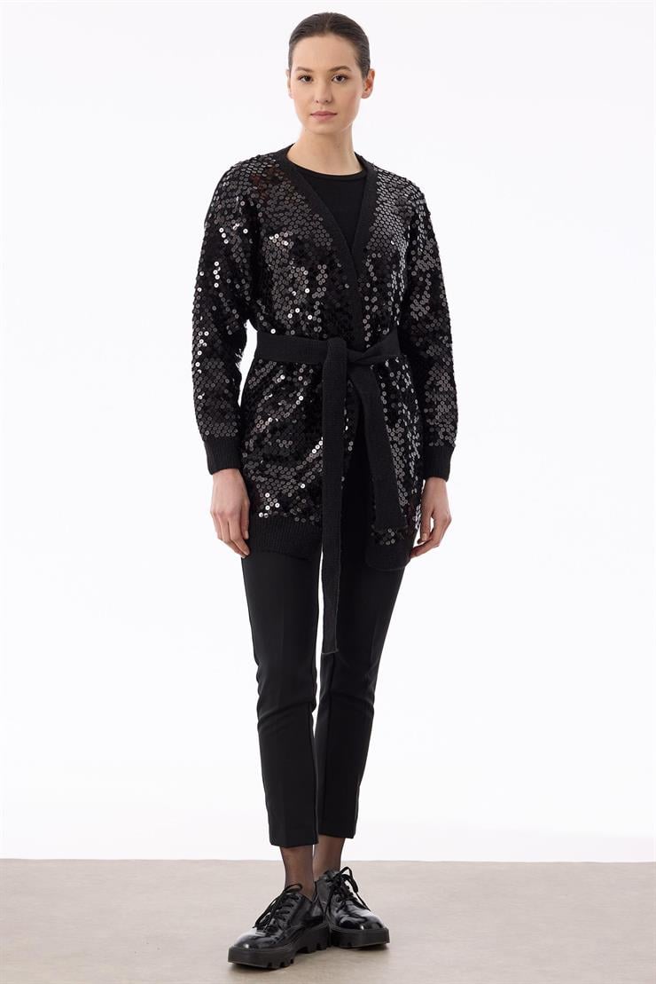 Payetli Triko Hırka SİYAH-SİYAH