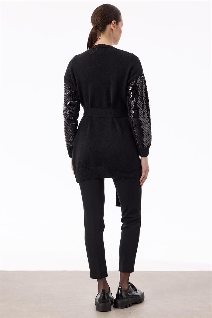 Payetli Triko Hırka SİYAH-SİYAH
