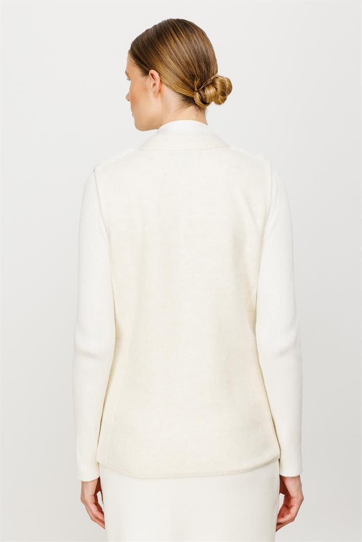 Peluş Kombinli Yelek-EKRU