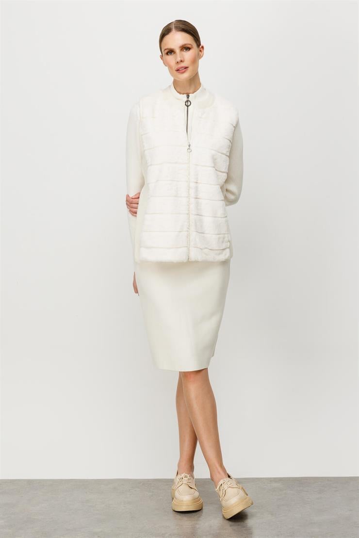 Peluş Kombinli Yelek-EKRU