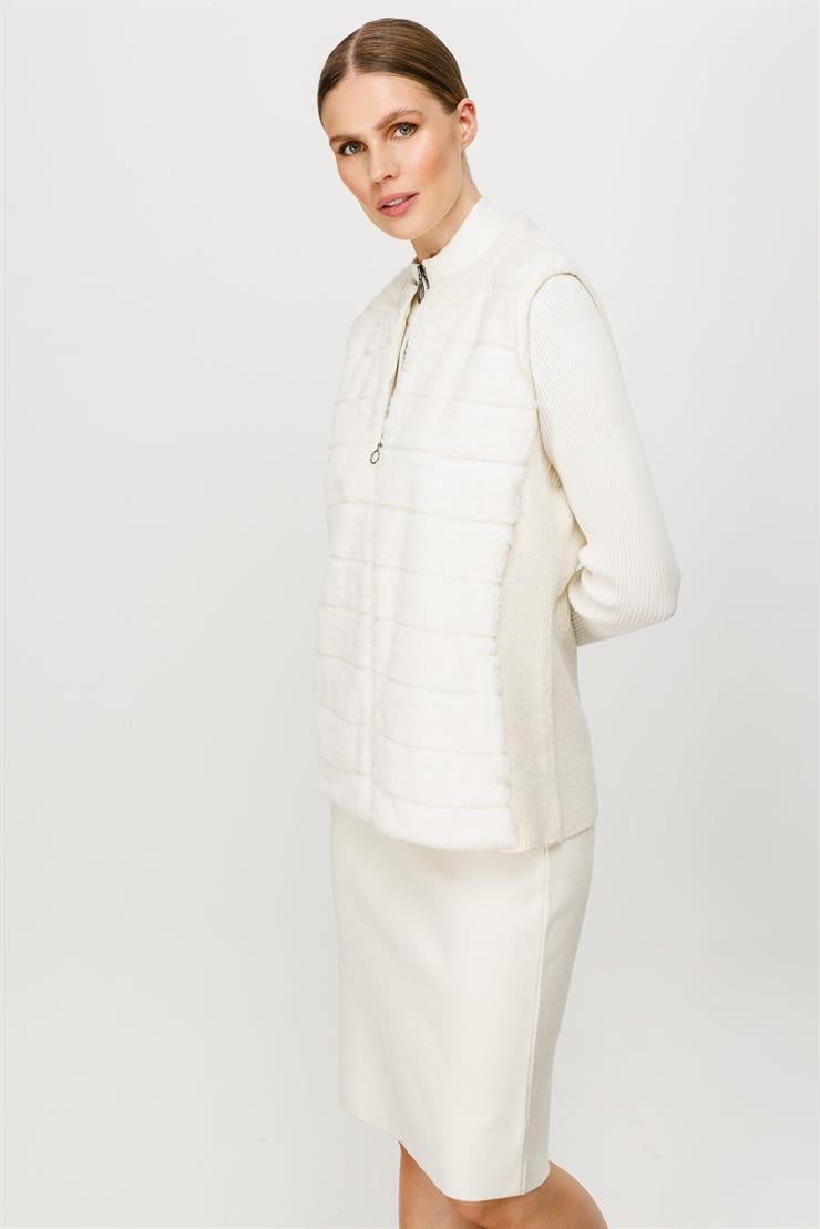 Peluş Kombinli Yelek-EKRU