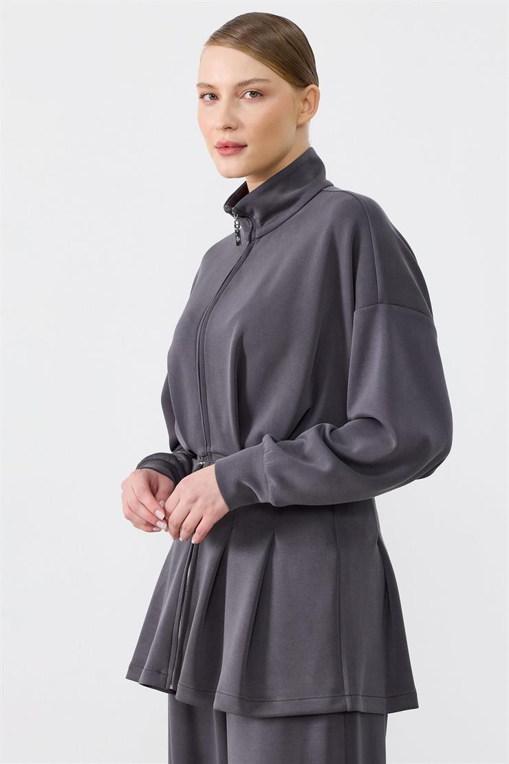 Pile Detaylı Pantolonlu İkili Takım ANTRASİT